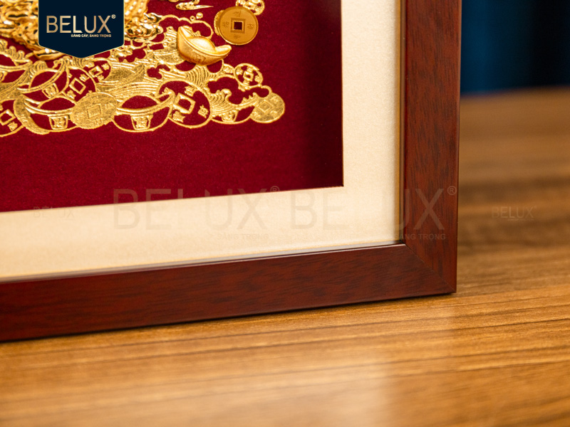 Tranh Rồng Phú Quý Dát Vàng 24k- 32x25cm